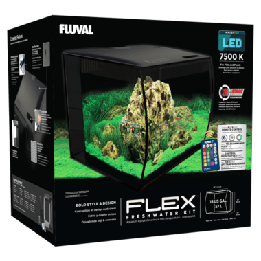 The Fluval Flex aquarium not only offers contemporary styling with its distinctive curved front, but is also equipped with powerful multi-stage filtration and brilliant LED lighting that allows the user to customize several settings via remote control.