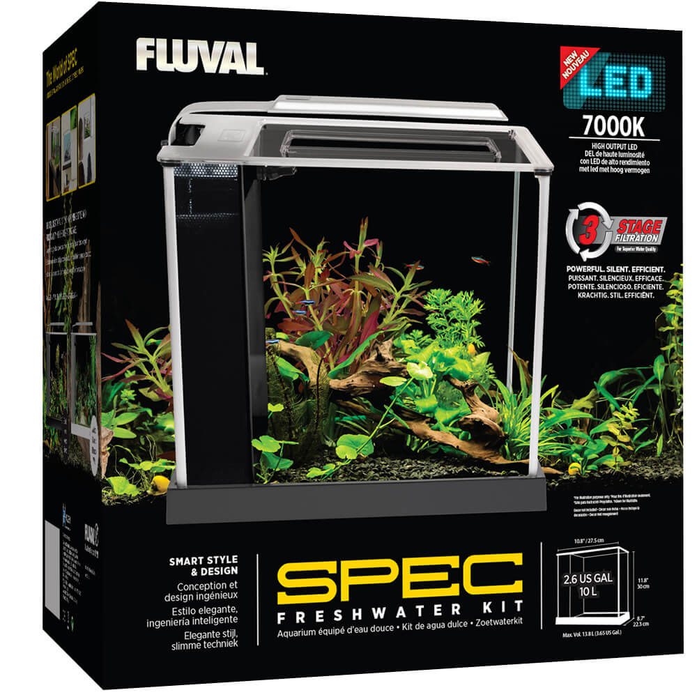 Fluval Spec Aquarium Kit, 2.6 US Gal (10 L), Black