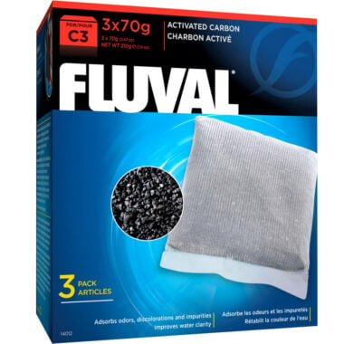 Fluval Activated Carbon is Designed for use with the Fluval C3 Power Filter, C3 Activated Carbon improves water clarity by effectively eliminating odors, discoloration and impurities.