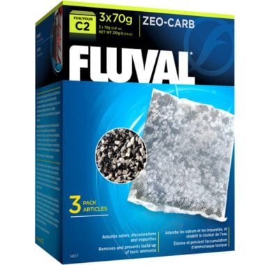 Designed for use with the Fluval C2 Power Filter, C2 Zeo-Carb is a premium blend of Fluval Carbon and Ammonia Remover that eliminate water impurities, odors and discoloration, while simultaneously removing toxic ammonia.