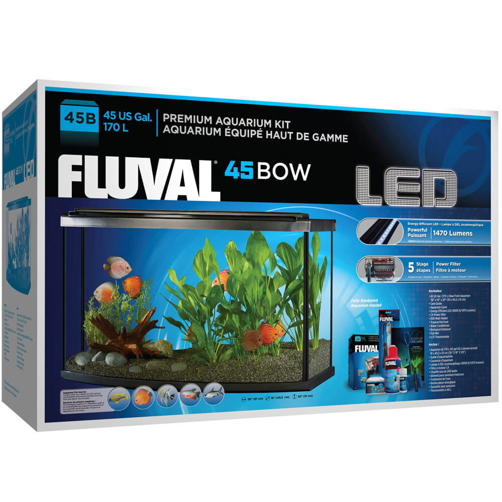 Premium LED Aquarium Kit (45 Bow), 45 US Gal / 170 L, Black - Fluval USA