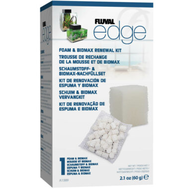 Specifically designed for all Fluval Edge aquariums, the Foam & BIOMAX Renewal Kit contains mechanical and biological media that effectively traps particles and debris, while providing an ideal surface to grow beneficial bacteria.