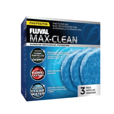 Fluval Max-Clean is Designed specifically for Fluval FX4, FX5 and Fx6 canister filters, these polyester Fine Filter Pads capture small particles and debris that can cloud water.