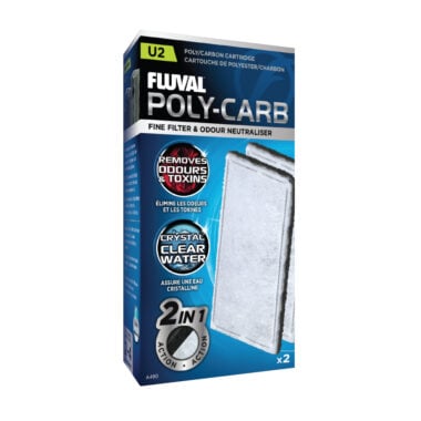 Fluval Poly-Carb Cartridge is Specifically designed for the Fluval U2 filter, the U2 Poly-Carb Cartridge has two unique filtering sides that combine to provide thorough chemical filtration.