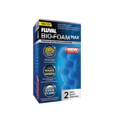 Fluval Bio-Foam Max is Designed specifically for the Fluval 107 and 106 performance canister filters, Bio-Foam Max is a 2-in-1 biological and mechanical media that features a rippled surface pattern offering up to 30% more area for effective filtering of waste and debris.