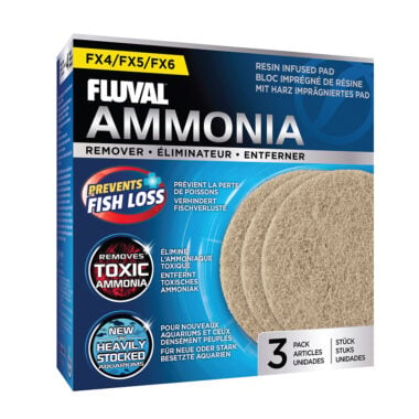 Fluval Ammonia Remover is Designed specifically for the Fluval FX high performance canister filter series, Ammonia Remover pads offer both effective mechanical and chemical media in a convenient, space-saving format.