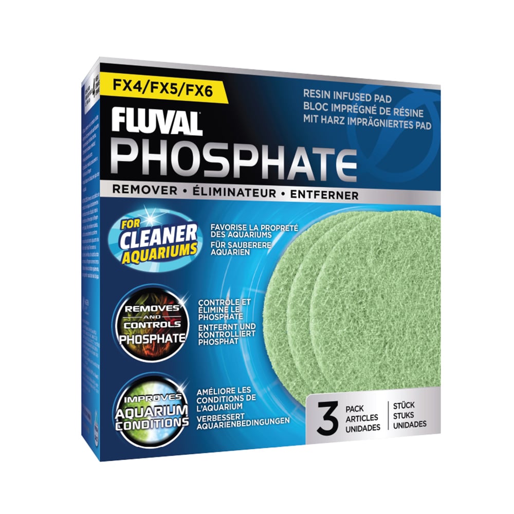Fluval Phosphate Remover is Designed specifically for the Fluval FX high performance canister filter series, Phosphate Resin infused Pads perform double duty as both an effective mechanical and chemical media.