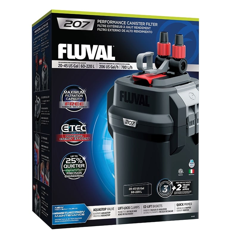 Fluval 207 Canister Filter incorporate the power and reliability you’ve come to expect from the leader in aquatic filtration, but it also features several new performance upgrades that make it up to 25% quieter and more robust, energy-efficient, Flexible and easier to use than ever before.