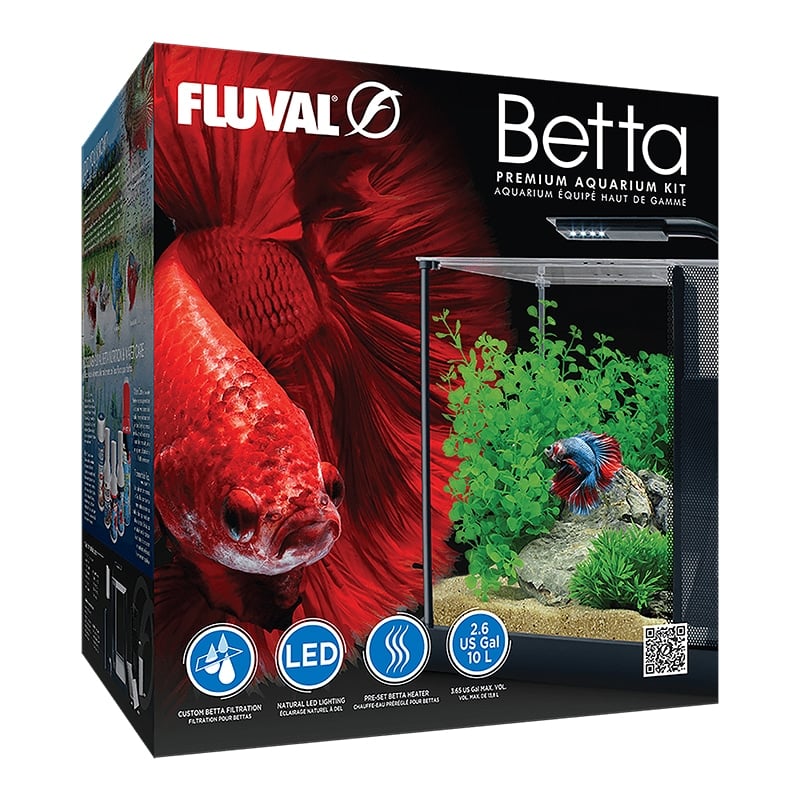 The Fluval Betta Premium Aquarium Kit is designed to replicate the natural tropical habitats of Betta splendens and comes equipped with custom filtration, natural soft glow LED lighting and a convenient pre-set heater.