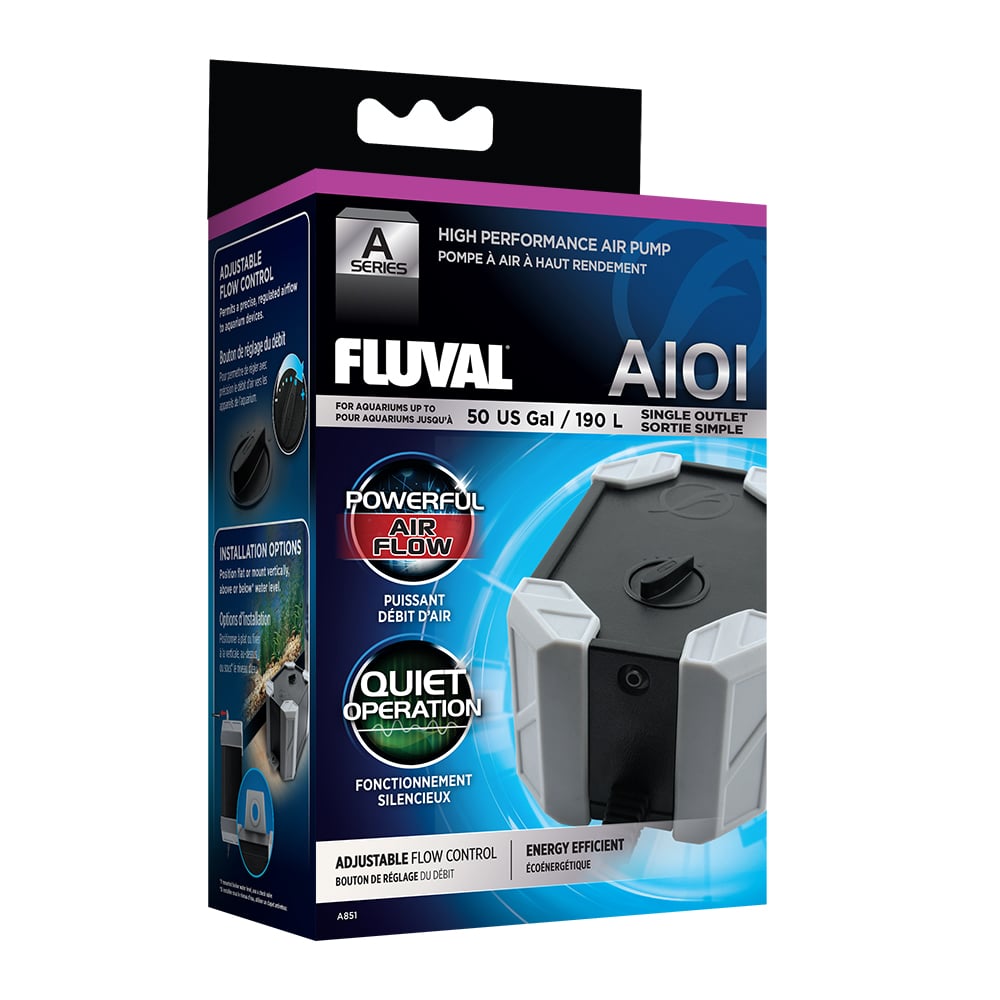 Fluval A Series Air Pumps are designed to significantly improve water circulation and essential oxygen levels for fish, plants, corals and beneficial bacteria.