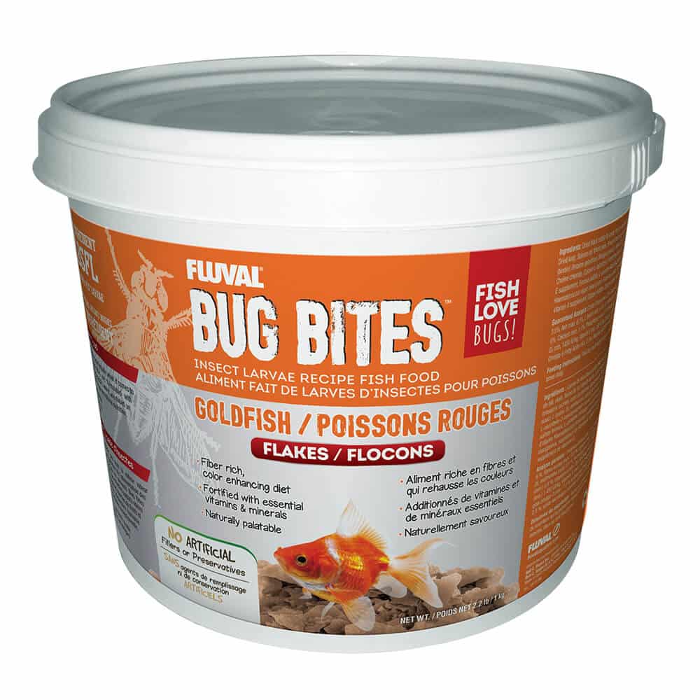 Fluval Bug Bites Goldfish Flakes are an Insect Larvae based Fish Food that are formulated to address the natural, insect-based feeding habits of fish and include a balanced mix of premium proteins, vitamins and minerals for complete daily nutrition.