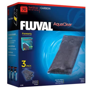 Fluval AquaClear 70 Activated Carbon Filter Insert improves water clarity in fresh and saltwater aquariums. Exclusively designed for the Fluval AquaClear 70 Power Filter, it provides superior adsorption qualities which eliminate odors, discoloration and impurities.