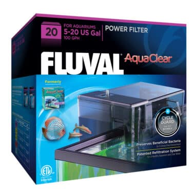 The Fluval AquaClear 20 Power Filter features a unique multi-stage filtration system that provides complete mechanical, chemical and biological filtration for superior water quality. The Power Filter has a filtration volume that is up to 7 times larger than comparable filters.